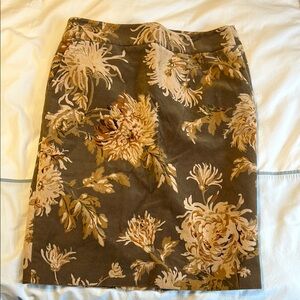 Floral Patterned Skirt - Brown and Cream
